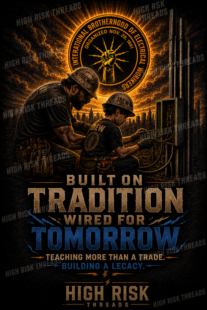 Built on Tradition Electrician Father SHORT Sleeve Black Shirt